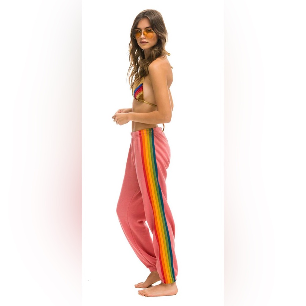 Aviator Nation Pink 6 Stripe Sweatpants Size Small In great